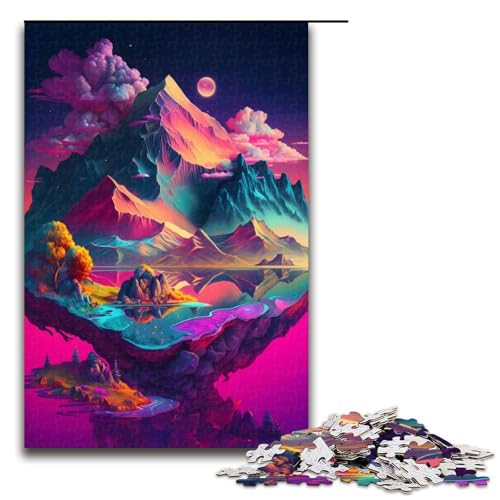 Puzzle für Erwachsene 1000 Teile Bunte Steinberg-Familie Holzpuzzle Lernspiel Herausforderungsspielzeug 1000 Teile (75 x 50 cm) von mowenbingpeng