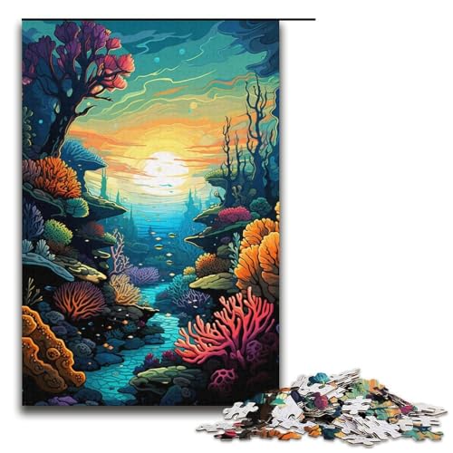 Puzzle für Erwachsene 1000 Teile Bunte Unterwasserwelt Familien-Holzpuzzle Lernspiel Herausforderungsspielzeug 1000 Teile (38 x 26 cm) von mowenbingpeng