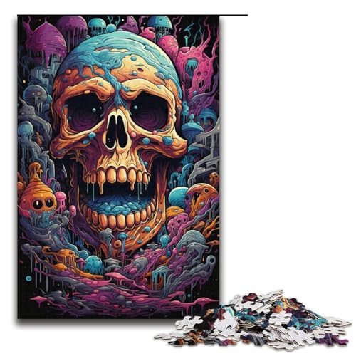 Puzzle für Erwachsene 1000 Teile Bunte Wildschädelfamilie Holzpuzzle Lernspiel Herausforderungsspielzeug 1000 Teile (38 x 26 cm) von mowenbingpeng