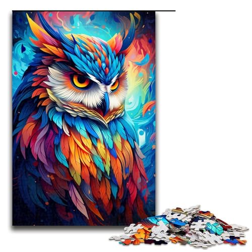 Puzzle für Erwachsene 1000 Teile Bunte psychedelische Eule Heimdekoration Puzzle-Spielzeug Geschenk für die ganze Familie 1000 Teile (75 x 50 cm) von mowenbingpeng
