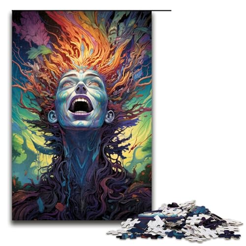 Puzzle für Erwachsene 1000 Teile Bunte psychedelische Hexe Holzpuzzle für Kinder Lernspiel 1000 Teile (75 x 50 cm) von mowenbingpeng