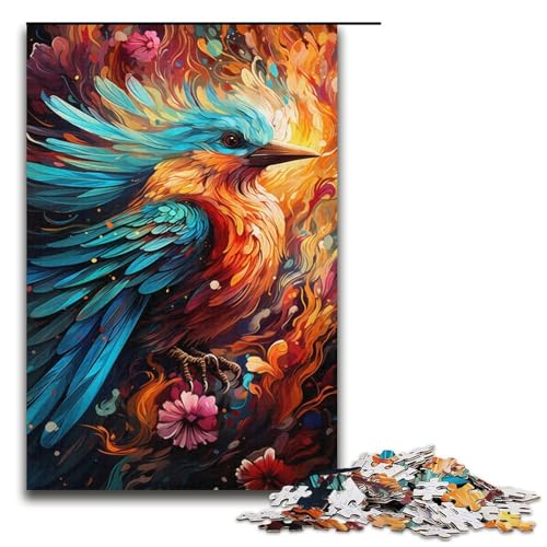 Puzzle für Erwachsene 1000 Teile Bunte psychedelische Regenbogenvogelfamilie Holzpuzzle Lernspiel Herausforderungsspielzeug 1000 Teile (38 x 26 cm) von mowenbingpeng