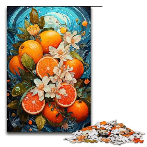 Puzzle für Erwachsene 1000 Teile Bunte psychedelische orangefarbene Blumen Puzzlespiele Spielzeug Geschenk geeignet für die Schreibtischdekoration 1000 Teile (75 x 50 cm) von mowenbingpeng
