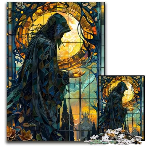 Puzzle für Erwachsene 1000 Teile BuntglasMagier Unmögliches Puzzle für Erwachsene pädagogisches Denkspiel künstlerische HeimbüroDekoration ab 14 Jahren 1000 Teile (75 x 50 cm) von mowenbingpeng