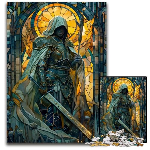 Puzzle für Erwachsene 1000 Teile BuntglasRitterPuzzles für Erwachsene Denkspiel für Jugendliche Familieninteraktion 1000 Teile (75 x 50 cm) von mowenbingpeng
