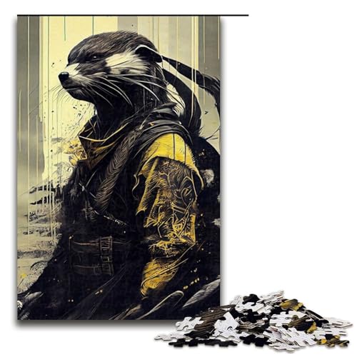 Puzzle für Erwachsene 1000 Teile Cooles gelbes Otter-Samurai-Holzpuzzle für Kinder Lernspiel 1000 Teile (75 x 50 cm) von mowenbingpeng