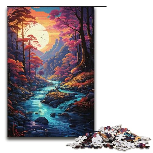 Puzzle für Erwachsene 1000 Teile Creek Under Sunset Puzzle Lernspiele für Zuhause DIY-Spielzeug tolles Geschenk für Spiele 1000 Teile (38 x 26 cm) von mowenbingpeng