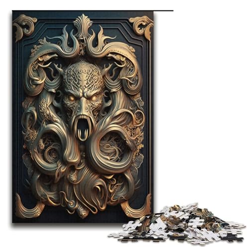 Puzzle für Erwachsene 1000 Teile Cthulhu Golden Art Deco Puzzle jedes Teil ist einzigartig anspruchsvolles Familienspiel 1000 Teile (38 x 26 cm) von mowenbingpeng