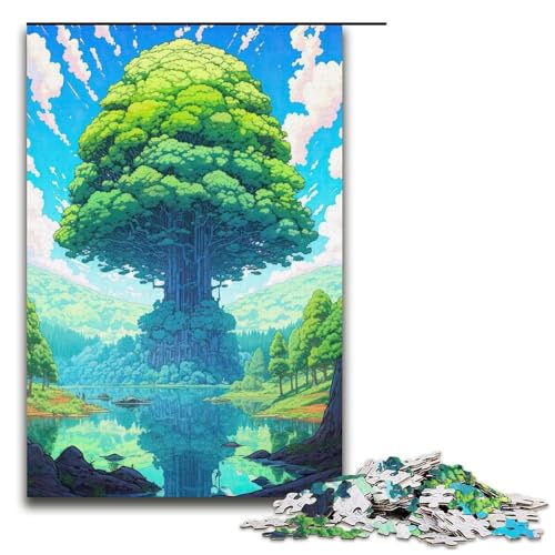 Puzzle für Erwachsene 1000 Teile Der grüne Baum Lernspiele für Zuhause DIY Spielzeug tolles Geschenk für Spiele 1000 Teile (38 x 26 cm) von mowenbingpeng