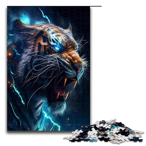 Puzzle für Erwachsene 1000 Teile Die brüllende Tigerfamilie Holzpuzzle Lernspiel Herausforderungsspielzeug 1000 Teile (75 x 50 cm) von mowenbingpeng