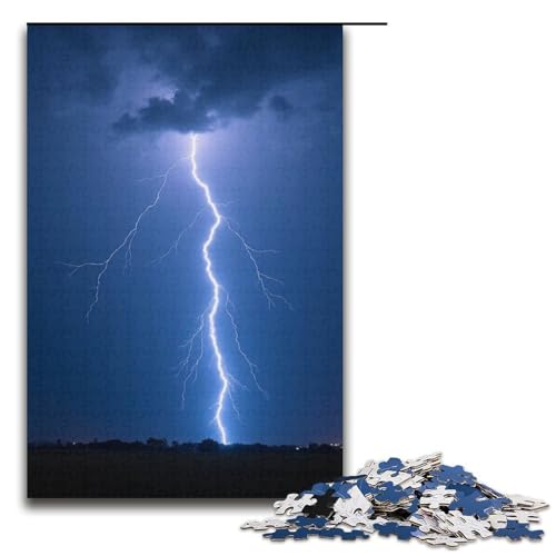 Puzzle für Erwachsene 1000 Teile Donner- und Blitzpuzzle Holzpuzzle Lernspiel Herausforderungsspielzeug 1000 Teile (38 x 26 cm) von mowenbingpeng