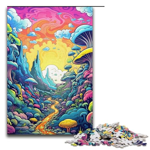 Puzzle für Erwachsene 1000 Teile Doodle Bunte Landschaft Puzzle Lernspiele für Zuhause DIY-Spielzeug tolles Geschenk für Spiele 1000 Teile (38 x 26 cm) von mowenbingpeng