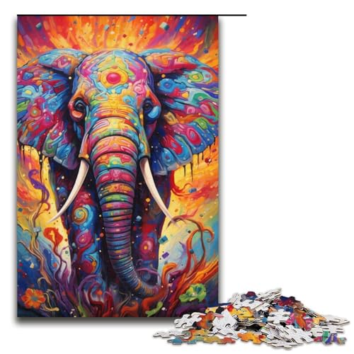 Puzzle für Erwachsene 1000 Teile Doodle bunter Elefant Puzzlespiel lustiges Spielzeug 1000 Teile (38 x 26 cm) von mowenbingpeng