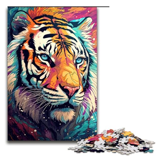 Puzzle für Erwachsene 1000 Teile Doodle bunter Tiger Puzzle Lernspiele für Zuhause DIY-Spielzeug tolles Geschenk für Spiele 1000 Teile (75 x 50 cm) von mowenbingpeng