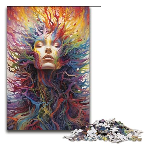 Puzzle für Erwachsene 1000 Teile Doodle buntes Monster Holzpuzzle für Kinder Lernspiel 1000 Teile (38 x 26 cm) von mowenbingpeng