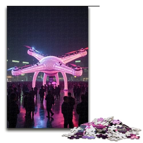 Puzzle für Erwachsene 1000 Teile Drohnen-Show Holzpuzzle für Kinder Lernspiel 1000 Teile (75 x 50 cm) von mowenbingpeng
