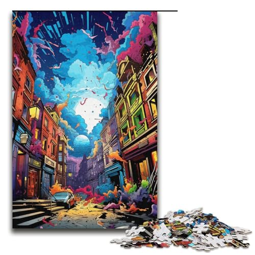 Puzzle für Erwachsene 1000 Teile Dubrovniks farbenfrohes psychedelisches Puzzle Lernspiele für Zuhause DIY-Spielzeug tolles Geschenk für Spiele 1000 Teile (38 x 26 cm) von mowenbingpeng