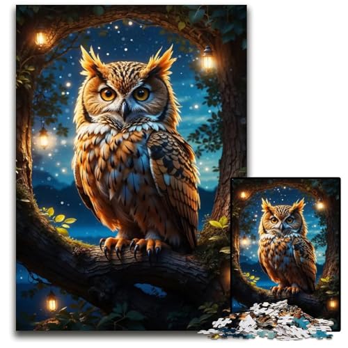 Puzzle für Erwachsene 1000 Teile EulenbarschMajestät im Mond schwierige Puzzles für Erwachsene für Feiertage Geburtstage und Familienspieleabende 1000 Teile (75 x 50 cm) von mowenbingpeng