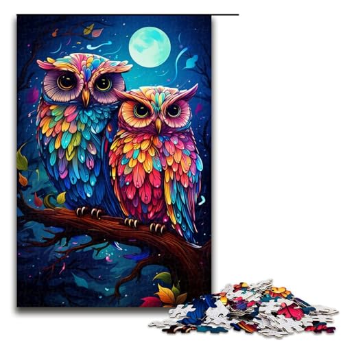 Puzzle für Erwachsene 1000 Teile Fantasie Bunte Eule Geburtstagsgeschenk Geschenke für Teenager ab 14 Jahren 1000 Teile (75 x 50 cm) von mowenbingpeng