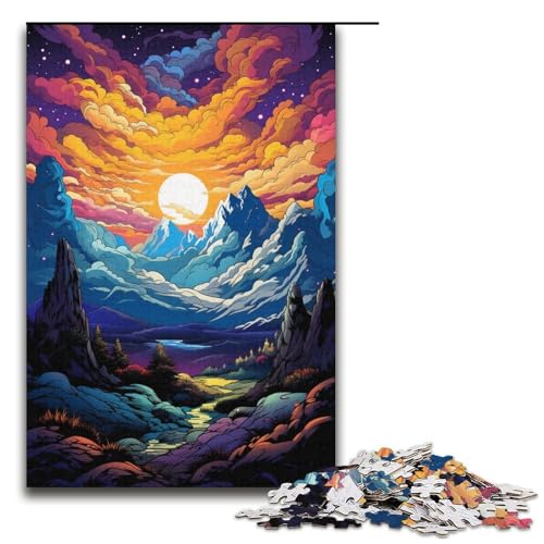 Puzzle für Erwachsene 1000 Teile Fantasie Bunte Landschaft Holzpuzzle Lernspiel Herausforderungsspielzeug 1000 Teile (38 x 26 cm) von mowenbingpeng
