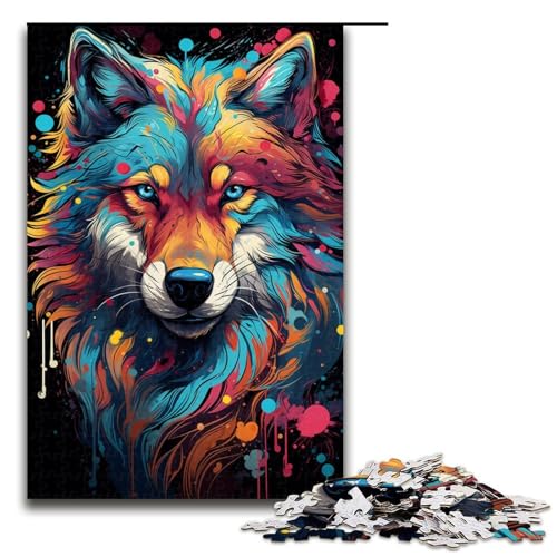 Puzzle für Erwachsene 1000 Teile Fantasie-Farbmalerei Wolf Puzzle Spiele Spielzeug Geschenk geeignet für die Schreibtischdekoration 1000 Teile (75 x 50 cm) von mowenbingpeng
