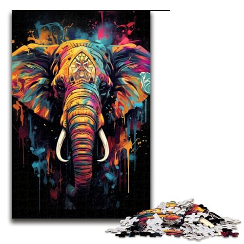 Puzzle für Erwachsene 1000 Teile Fantasie bunter Elefant Heimdekoration Puzzle-Spielzeug Geschenk für die ganze Familie 1000 Teile (75 x 50 cm) von mowenbingpeng