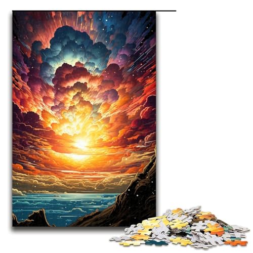 Puzzle für Erwachsene 1000 Teile Fantasie bunter Horizont Holzpuzzle für Kinder Lernspiel 1000 Teile (75 x 50 cm) von mowenbingpeng