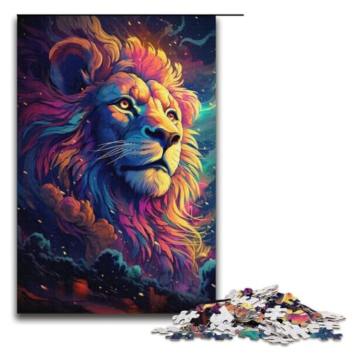 Puzzle für Erwachsene 1000 Teile Fantasie bunter Löwe Puzzlespiel Spielzeug lustig 1000 Teile (38 x 26 cm) von mowenbingpeng