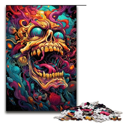 Puzzle für Erwachsene 1000 Teile Fantasie bunter Totenkopf Puzzle Spiele Spielzeug Geschenk geeignet für die Schreibtischdekoration 1000 Teile (75 x 50 cm) von mowenbingpeng