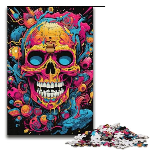 Puzzle für Erwachsene 1000 Teile Fantasie bunter Totenkopf Puzzlespiel lustiges Spielzeug 1000 Teile (38 x 26 cm) von mowenbingpeng