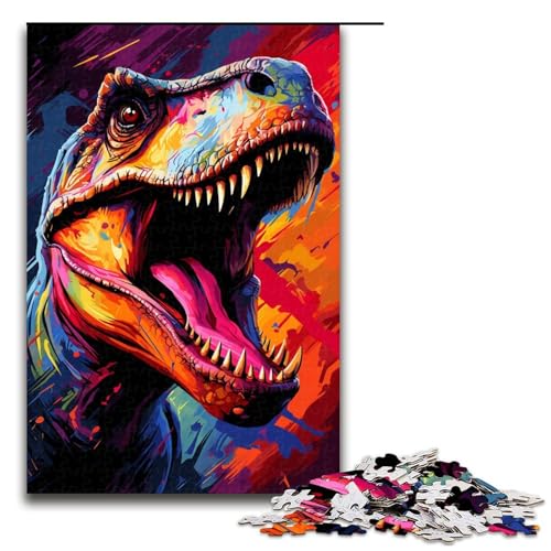 Puzzle für Erwachsene 1000 Teile Fantasie buntes Dinosaurier-Holzpuzzle für Kinder Lernspiel 1000 Teile (75 x 50 cm) von mowenbingpeng