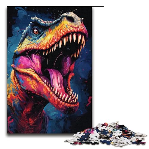 Puzzle für Erwachsene 1000 Teile Fantasie buntes Dinosaurier-Puzzle Lernspiele für Zuhause DIY-Spielzeug tolles Geschenk für Spiele 1000 Teile (38 x 26 cm) von mowenbingpeng
