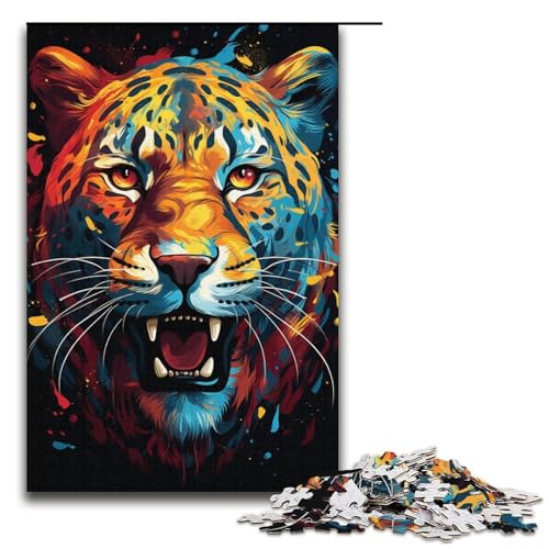 Puzzle für Erwachsene 1000 Teile Fantasie buntes Leoparden-Puzzle Lernspiele für Zuhause DIY-Spielzeug tolles Geschenk für Spiele 1000 Teile (38 x 26 cm) von mowenbingpeng