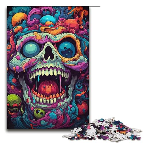 Puzzle für Erwachsene 1000 Teile Fantasie buntes Monster Holzpuzzle 1000 Teile (38 x 26 cm) von mowenbingpeng