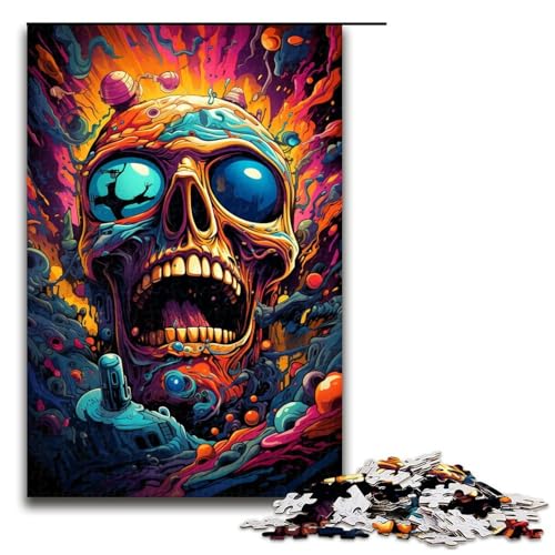 Puzzle für Erwachsene 1000 Teile Fantasie buntes Totenkopf-Puzzle Holzpuzzle Lernspiel Herausforderungsspielzeug 1000 Teile (75 x 50 cm) von mowenbingpeng