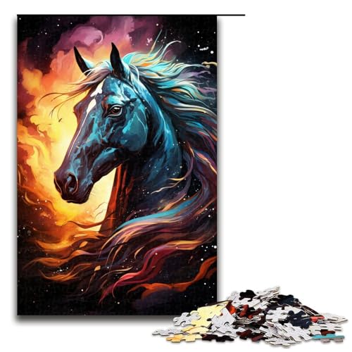 Puzzle für Erwachsene 1000 Teile Fantasie schönes Dunkles Pferd Holzpuzzle Lernspiel Herausforderungsspielzeug 1000 Teile (75 x 50 cm) von mowenbingpeng