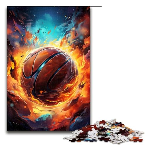 Puzzle für Erwachsene 1000 Teile Fantasiefarben Basketball Feuer Heimdekoration Puzzle Spielzeug Geschenk für die ganze Familie 1000 Teile (75 x 50 cm) von mowenbingpeng