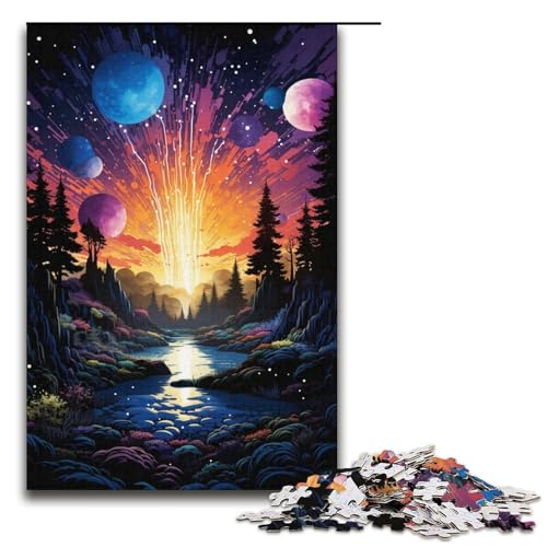 Puzzle für Erwachsene 1000 Teile Fantastische Landschaft Familien-Holzpuzzle Lernspiel Herausforderungsspielzeug 1000 Teile (38 x 26 cm) von mowenbingpeng