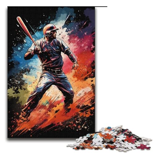Puzzle für Erwachsene 1000 Teile Fantasy-Farb-Baseballspieler Holzpuzzle für Kinder Lernspiel 1000 Teile (38 x 26 cm) von mowenbingpeng