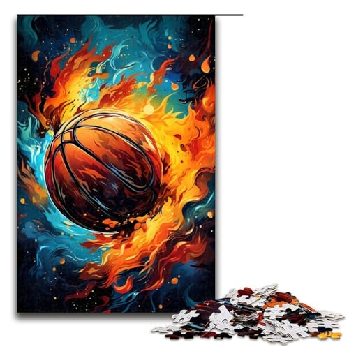 Puzzle für Erwachsene 1000 Teile Fantasy-Farb-Basketball Holzpuzzle 1000 Teile (75 x 50 cm) von mowenbingpeng