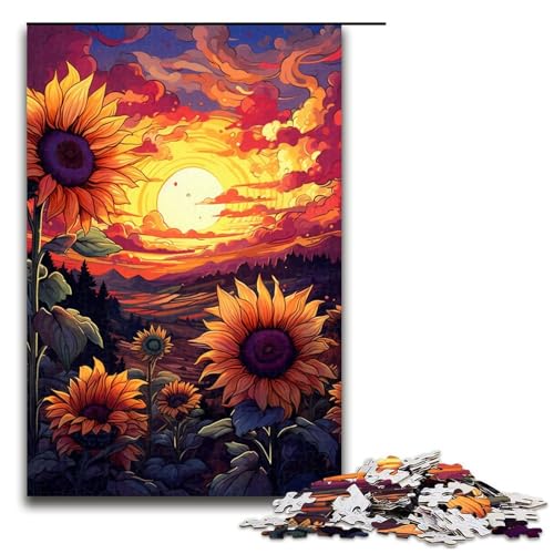 Puzzle für Erwachsene 1000 Teile Farbgemälde von Sonnenblumen Holzpuzzle für Kinder Lernspiel 1000 Teile (75 x 50 cm) von mowenbingpeng