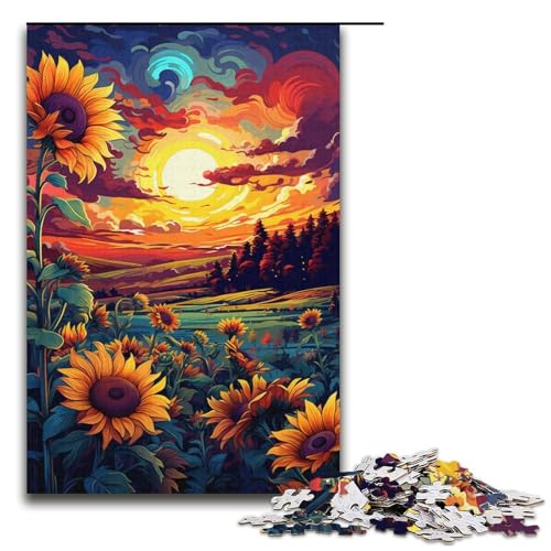 Puzzle für Erwachsene 1000 Teile Farbgemälde von Sonnenblumen Puzzlespiel Spielzeug lustig 1000 Teile (38 x 26 cm) von mowenbingpeng
