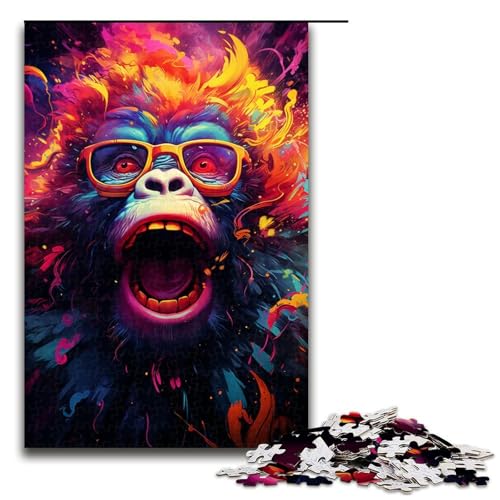 Puzzle für Erwachsene 1000 Teile Farbmalerei AFFE Holzpuzzle für Kinder Lernspiel 1000 Teile (75 x 50 cm) von mowenbingpeng