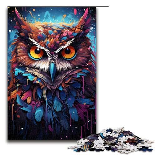 Puzzle für Erwachsene 1000 Teile Farbmalerei Eulen-Puzzle Spiele Spielzeug Geschenk geeignet für die Schreibtischdekoration 1000 Teile (75 x 50 cm) von mowenbingpeng