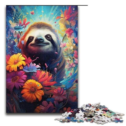 Puzzle für Erwachsene 1000 Teile Farbmalerei Faultier-Puzzle Lernspiele für Zuhause DIY-Spielzeug tolles Geschenk für Spiele 1000 Teile (38 x 26 cm) von mowenbingpeng