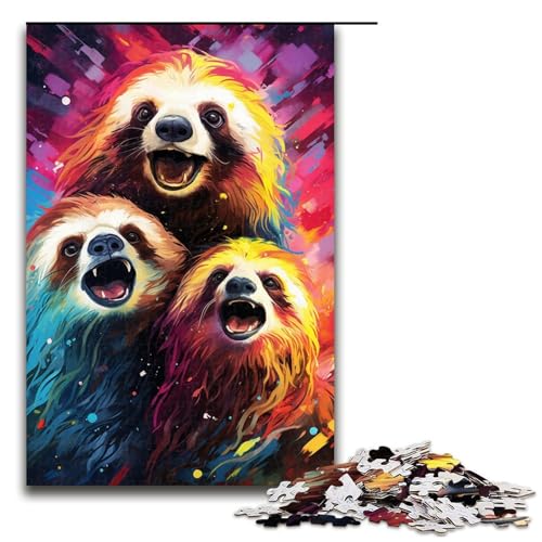 Puzzle für Erwachsene 1000 Teile Farbmalerei Faultier-Puzzle Spiele Spielzeug Geschenk geeignet für die Schreibtischdekoration 1000 Teile (75 x 50 cm) von mowenbingpeng