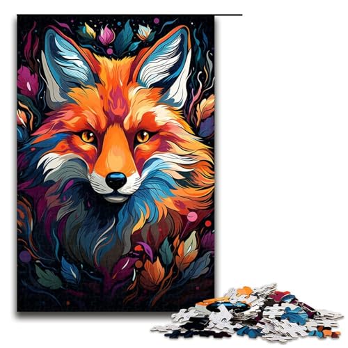 Puzzle für Erwachsene 1000 Teile Farbmalerei Fuchs Holzpuzzle 1000 Teile (75 x 50 cm) von mowenbingpeng