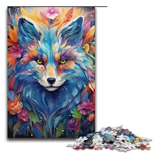Puzzle für Erwachsene 1000 Teile Farbmalerei Fuchs Holzpuzzle für Kinder Lernspiel 1000 Teile (38 x 26 cm) von mowenbingpeng
