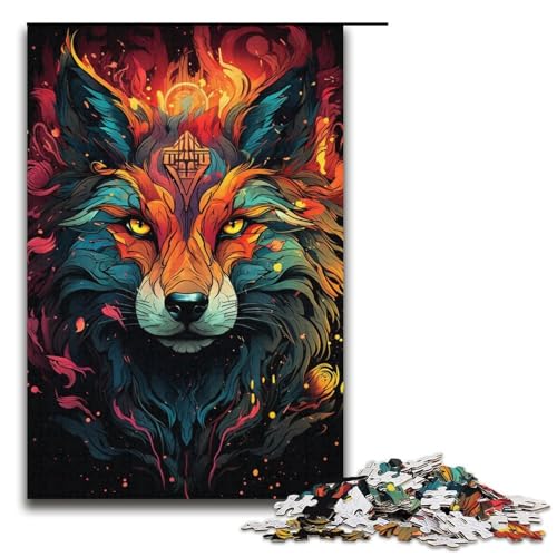Puzzle für Erwachsene 1000 Teile Farbmalerei Fuchs-Puzzle Lernspiele für Zuhause DIY-Spielzeug tolles Geschenk für Spiele 1000 Teile (38 x 26 cm) von mowenbingpeng