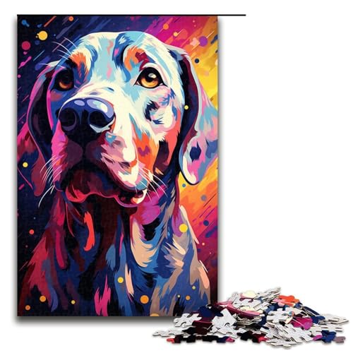 Puzzle für Erwachsene 1000 Teile Farbmalerei Hund Holzpuzzle 1000 Teile (75 x 50 cm) von mowenbingpeng